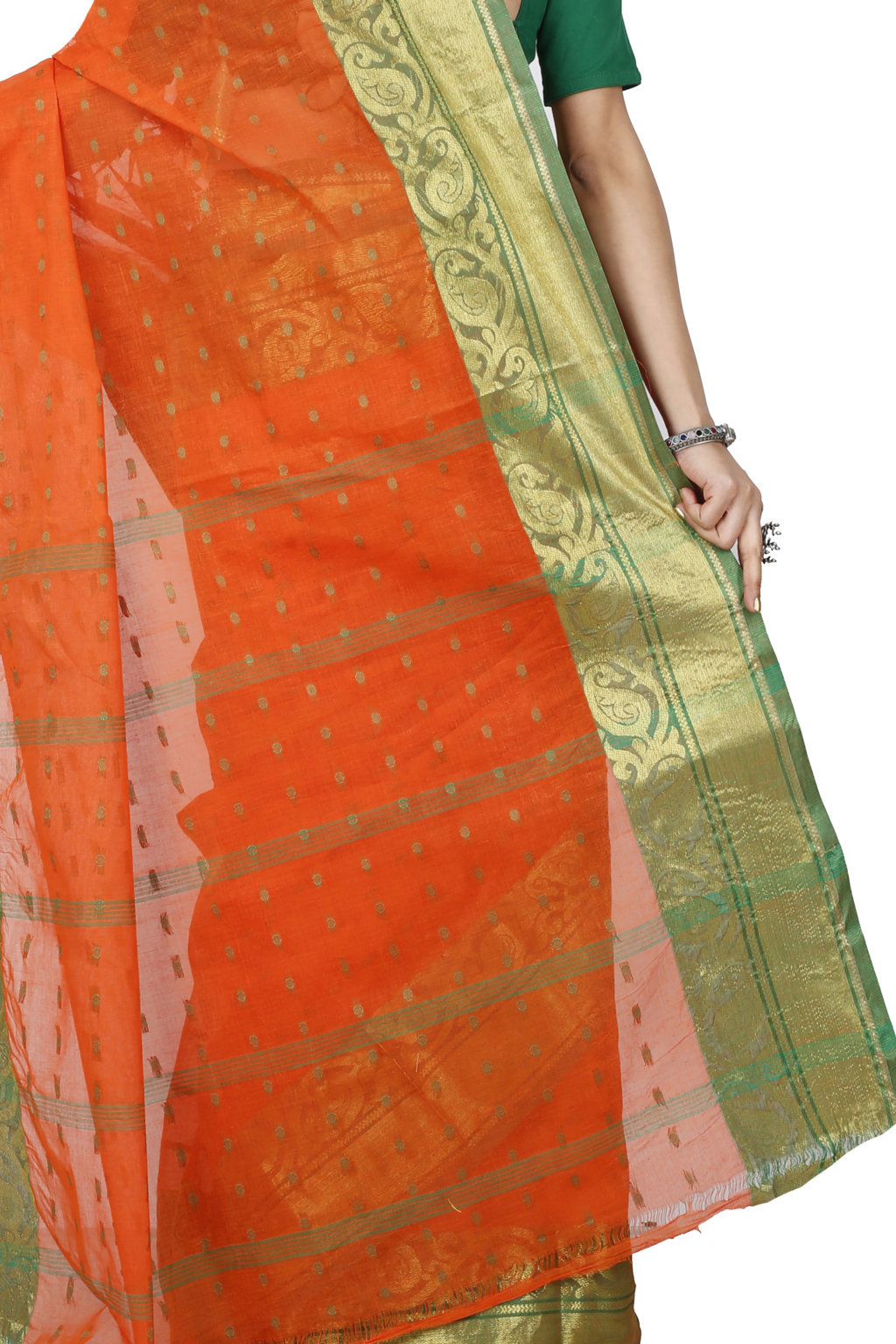 Orange Pure Cotton Sachi Tant Saree (1022)